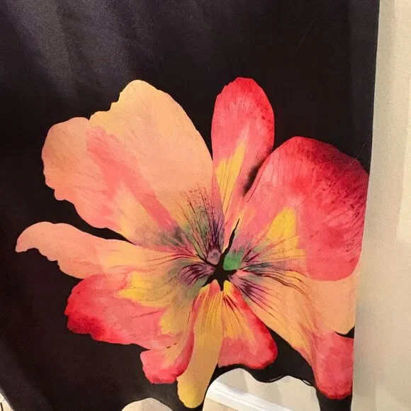 Anthropologie Strapless Floral Satin Maxi Dress Large - Picture 4 of 9